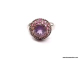 .925 STERLING SILVER LADIES 1 CT AMETHYST RING SIZE 8. ITEM IS SOLD AS IS WHERE IS WITH NO
