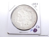 1883-S UNCIRCULATED MORGAN SILVER DOLLAR. PROOF-LIKE. RARE. ITEM IS SOLD AS IS WHERE IS WITH NO