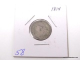 1814 BUST DIME. KEY DATE. ITEM IS SOLD AS IS WHERE IS WITH NO GUARANTEES OR WARRANTY. NO REFUNDS OR