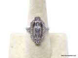 .925 STERLING SILVER LADIES 1-1/2 CT ART DECO RING. SIZE 8. ITEM IS SOLD AS IS WHERE IS WITH NO