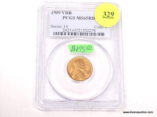 1909 VDB LINCOLN WHEAT PENNY - MS 65 RD - GRADED BY PCGS #2425.65/21352278.