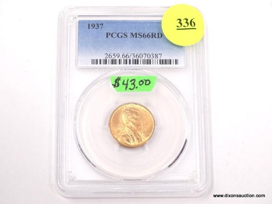1937 LINCOLN WHEAT PENNY - MS 66 RD - GRADED BY PCGS #2659.66/36070387.