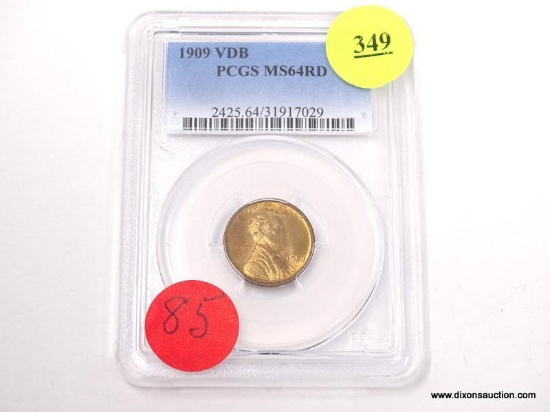 1909 VDB LINCOLN WHEAT PENNY - MS 64 RD - GRADED BY PCGS #2425.64/31917029.