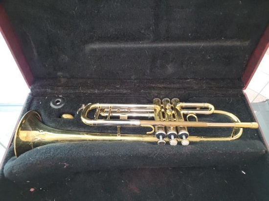 (SC) ACEDEMIA TRUMPET WITH HARD CARRYING CASE. NEEDS SOME TLC. ITEM IS SOLD AS IS WHERE IS WITH NO