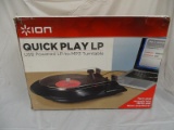 (BAY 7) ION QUICK PLAY LP USB POWERED LP TO MP3 TURNTABLE. IS IN BOX. ITEM IS SOLD AS IS WHERE IS