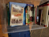 (BAY 7) TUB LOT OF BOOKS TO INCLUDE TITLES SUCH AS FRANKENSTEIN, EYEWITNESS MYTHOLOGY, AMERICAN