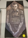 (BAY 7) PRINT ON CANVAS OF THE JOKER IN A MUGSHOT. ITEM IS SOLD AS IS WHERE IS WITH NO GUARANTEES OR