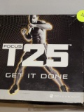 (BAY 7) FOCUS T25 GET IT DONE WORKOUT 9 DISC DVD SET IN PACKAGE. APPEARS TO BE COMPLETE. ITEM IS