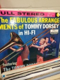 (BAY 7) BOX LOT OF ASSORTED RECORDS TO INCLUDE TOMMY DORSEY, JAVA, GEORGE BURNS AND MUCH MORE. ITEM