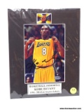 KOBE BRYANT SIGNED PHOTOGRAPH. IS IN BLACK MATTING. MEASURES 8 IN X 10 IN. HAS COA. ITEM IS SOLD AS