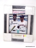 AARON/MAYS SIGNED PHOTO IN FRAME. MEASURES 16 IN X 20 IN. ITEM IS SOLD AS IS WHERE IS WITH NO
