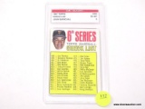 1967 TOPPS CHECKLIST GRADED CARD. IS #454. EX-MT GRADE 6. ITEM IS SOLD AS IS WHERE IS WITH NO