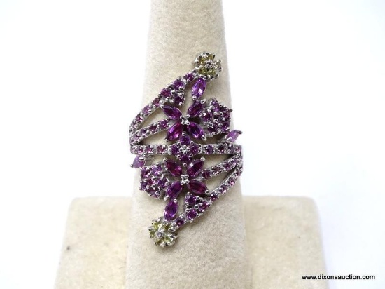 .925 AAA QUALITY; GORGEOUS UNHEATED MARQUISE RHODOLITE GARNET WITH PINK RASPBERRY SAPPHIRE ACCENTS;