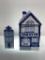 (7G) CERAMIC CKRO HOUSE SHAPED BLUE AND WHITE COOKIE JAR (11 INCH HEIGHT) , AND DELFT HANDPAINTED