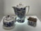 (7G) CERAMIC BLUE AND WHITE BLUE ONION / BLUE NORDIC / MING TREE PATTERN 10-INCH ELECTRIC PERCOLATOR