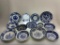 (7G) SMALL FRUIT AND SAUCE DISHES, FLOW BLUE AND BLUE & WHITE CHINA AND IRONSTONE. MARKS INCLUDE: