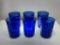 (7G) LUMINARC ARCOROC COBALT BLUE GLASS TEN PANEL TUMBLERS LARGE 5.5 INCH HEIGHT