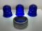 (8H) COBALT BLUE GLASS INSULATORS (5-INCH HEIGHT) AND BLUE LENS WITH STEEL BEZEL