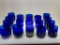 (8H) COBALT BLUE GLASS CONTEMOIRARY LOW BALL TUMBLERS INCLUDING SOME WITH ADVERTISING: HARVERYS, BRC