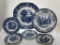 (8H) BLUE AND WHITE TRANSFERWARE SCENIC CHINA ASSORTMENT INCLUDING 12 INCH PLATTER ENOCH WEDGWOOD