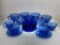 (9I) HAZEL ATLAS MODERNTONE COBALT BLUE GLASS TEACUPS AND SAUCER SETS