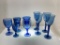 (2B) HEAVY BLUE GLASS WATER GOBLETS INCLUDING 9-INCH REPLACEMENTS NO. UNK2117 UNKNOWN MANUFACTURER