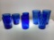 (2B) ASSORTED COBALT BLUE TUMBLER GLASSES INCLUDING: DIAMOND OPTIC COBALT BLUE BY HAZEL-ATLAS;