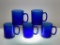 (3C) COBALT BLUE GLASS TEMPERED GLASS MUGS MARKED FRANCE