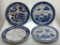 (4D) BLUE TRANSFERWARE DIVIDED DISHES INCLUDING 2 BLUE WILLOW PATTERN MARKED MADE IN JAPAN; IROQUOIS