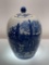 (6F) VICTORIA WARE FLOW BLUE IRONSTONE GINGER JAR WITH LID (10 INCH HEIGHT)