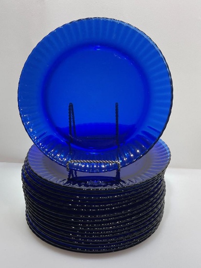 (2B) COLOREX COBALT BLUE DINNER PLATES (10 1/4 INCH) MADE IN BRAZIL