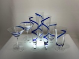 (6F) PIER 1 IMPORTS SWILRLINE STEMWARE INCLUDING 2 MARTINI GLASSES, 3 PILSNERS, AND 2 OTHERS