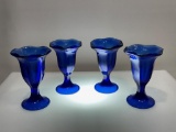 (6F) ANCHOR HOCKING COBALT BLUE TULIP ICE CREAM SUNDAE GLASSES
