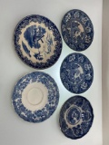 (9I) ANTIQUE FLOW BLUE SAUCERS, INCLUDING: W ADAMS FAIRY VILLAS, COPELAND SPODE, JAPAN, JOHN