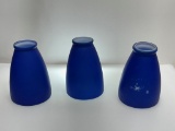 (2B) COBALT BLUE FROSTED GLASS LIGHT SHADES (6 INCH) CONDITION ISSUES