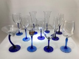 (2B) ASSORTED COBALT BLUE STEMWARE WINE GLASSES CHAMPAGNE FLUTES ETC