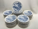 (3C) WEDGWOOD & CO LTD AND ENOCH WEDGWOOD TUNSTALL COUNTRYSIDE BLUE AND WHITE TRANSFERWARE CHINA