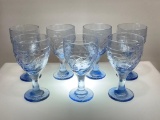 (4D) GARDEN VINE LIGHT BLUE BY LIBBEY GLASS COMPANY WATER GOBLETS