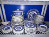 (5E) LARGE LOT OF UNMARKED BLUE WILLOW TRANSFERWARE UNKNOWN MAKER (TOTAL OF 99 PCS)