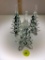 VINTAGE ART GLASS CHRISTMAS TREES CRYSTAL CLEAR GREEN RIBBON - 3 TOTAL