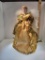 CHRISTMAS ANGEL TREE TOPPER - BEAUTIFUL GOLD GOWN AND WHITE FEATHER WINGS