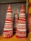 LOT OF THREE RED AND WHITE CHRISTMAS TREES - MATERIAL IS SWEATER LIKE - LARGEST IS APPROX 14