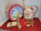 LOT OF GINGERBREAD DECOR - ONE CHRISTMAS TIN, A WINE BOTTLE HOLDER AND A GINGERBREAD COOKIE CERAMIC