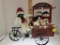 TABLE TOP SNOWMEN ON BIKE WITH SNOWBALL CART