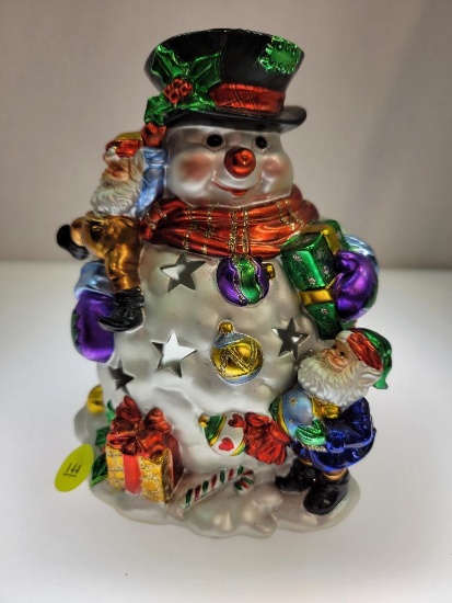 RARE HOUSE OF LLOYD CHRISTMAS AROUND THE WORLD SHIMMERING SNOWMAN TEA LIGHT HOLDER (PRE- 1999)