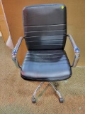 BLACK AND CHROME ADJUSTABLE HEIGHT OFFICE CHAIR - VERY GOOD USED CONDITION