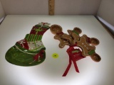 PIER 1 CERAMIC GINGERBREAD MAN NESTING MEASURING SPOONS WITH CHRISTMAS SPOON REST - TWO ITEMS TOTAL