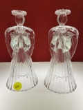 VINTAGE 1992 CRYSTAL ANGEL CANDLE HOLDERS - TWO TOTAL