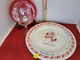 CHRISTMAS EVE SANTA SNACK SET - INCLUDES 1 PERFECTLY PEPPERMINT PLACE TWIST SNOWMAN PLATE, 1 STEMMED