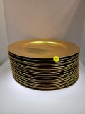 PLASTIC METALLIC GOLD PLATE CHARGERS - USE FOR HOLIDAY DINNERS OR WEDDINGS! 20 TOTAL